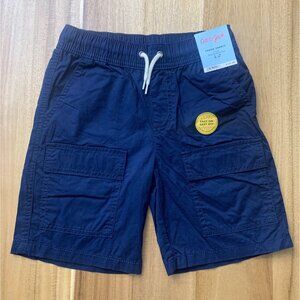 Cat & Jack Boys Navy Cargo Shorts Elastic Waist Drawstring Cotton Pockets Medium